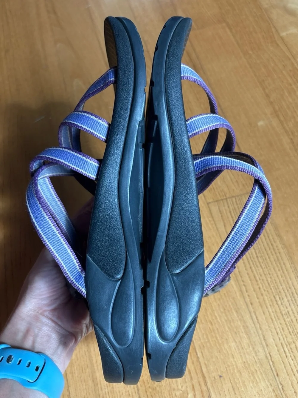 Chaco Zong Sandals Slides Backless No Toe Loop Purple Black Strappy Womens Sz 7